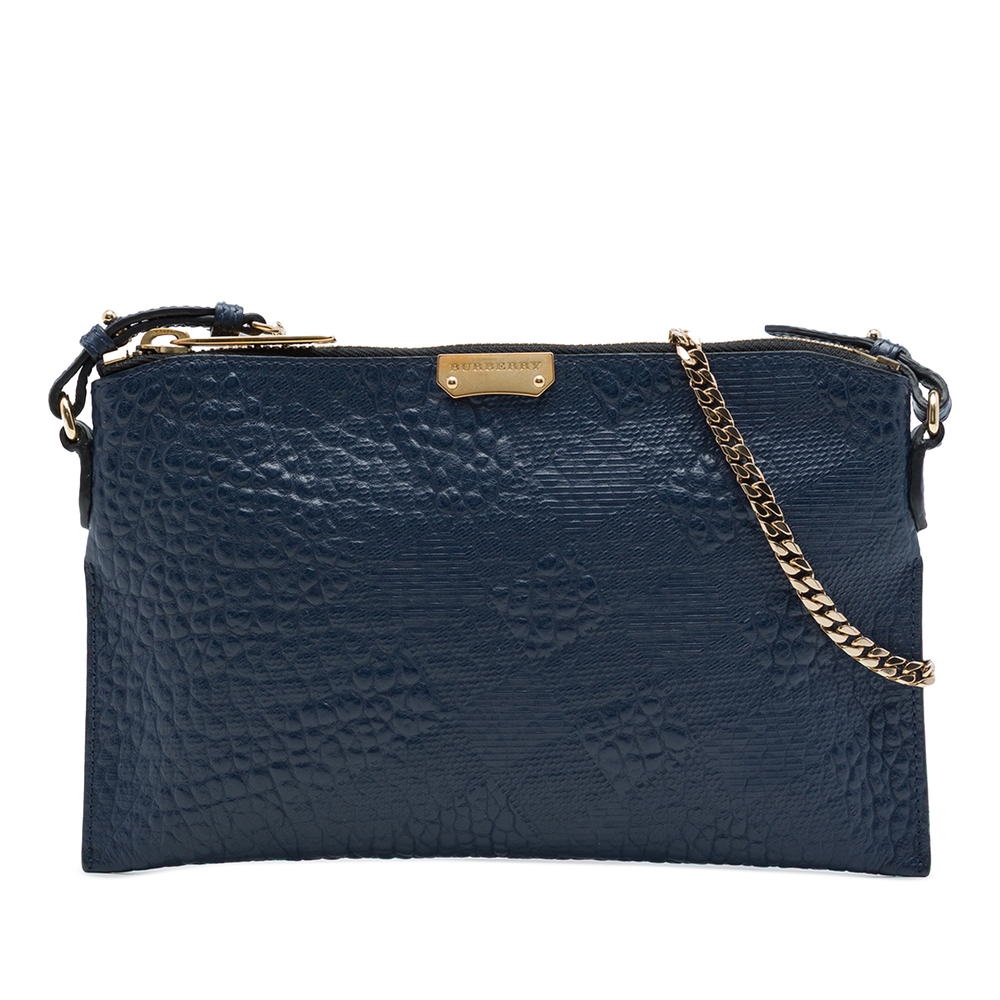 Pre-Loved Burberry Small Grain Check Embossed Leather Chichester Crossbody